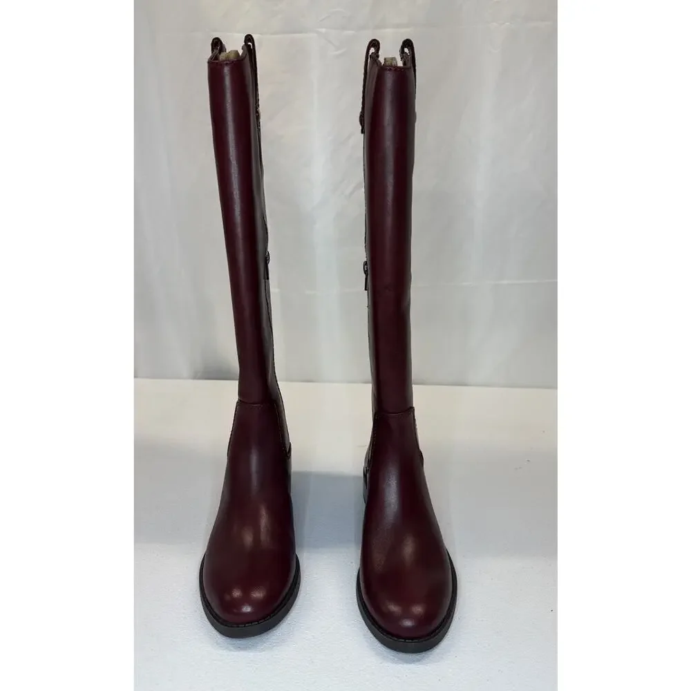INC International Concepts Women’s Knee High Boots Fawn Leather Merlot, Size 5.5